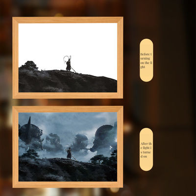 Marco fotográfico Mito negro Marco de madera Lámpara nocturna Monkey King Diseño para estudio y dormitorio
