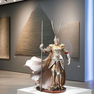 Inicio Ornamento Mitología negra Rey mono lucha con figura de Buda para el diseño contemporáneo