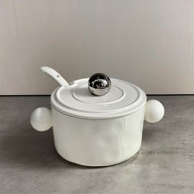 2024 Tendencia Cerámica Doble Oreja en forma de corazón Taza tapa de acero inoxidable Microondas Contenedor de alimentos instantáneos de fideos impresos