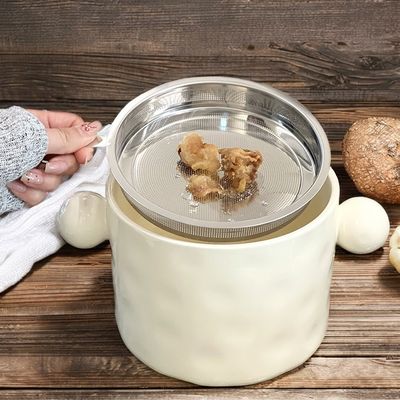 Capa de acero inoxidable y características impresas Cuenco de fideos de cerámica blanca para almacenamiento en la cocina