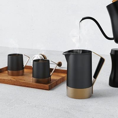 Manija de acero inoxidable 300ml Set de taza de café y té con diseño de fondo de metal personalizado