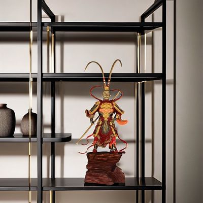 Anniversario de escritorio coleccionable personalizado 3D de metal Sun Wukong Resina figura con aro de oro