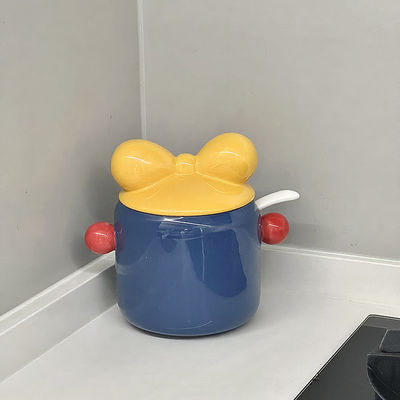 Almacenamiento de cocina Jarrón de cerámica de estilo nórdico con tapa de madera de bambú para la organización de la despensa