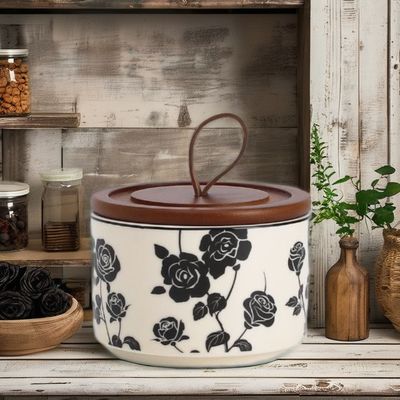 200 ml Retro Floral Jar de almacenamiento de cerámica para alimentos Té sellado PC Diseño Plato y tazón