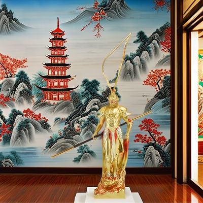 Ornamentos Viaje al Oeste 3D Resina Figura Metal OEM Monkey King Colección de personajes