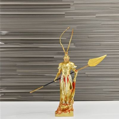 Golden Hoop Monkey King Resin Figure pieza de colección de metal contemporáneo para aniversarios