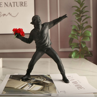 Patrón de resina vertical Banksy Arrojando flores Chicos contemporáneos Art Deco Espejo cruzado