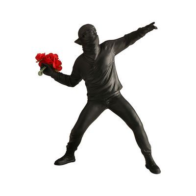 Patrón de resina vertical Banksy Arrojando flores Chicos contemporáneos Art Deco Espejo cruzado