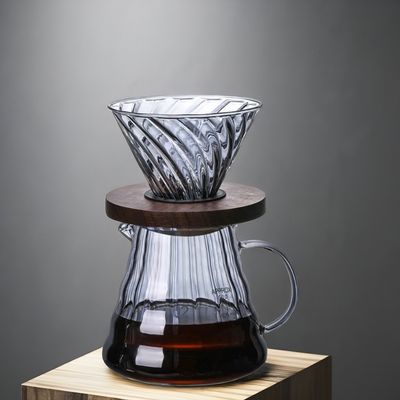 Conjunto portátil de capuchinos para adultos con soporte de madera y embudo de vidrio