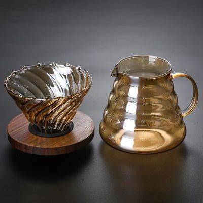Servidor de café de vidrio de borosilicato transparente con infusor de té y goteador de nubes de oro