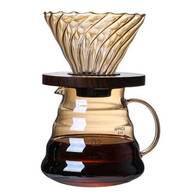 Servidor de café de vidrio de borosilicato transparente con infusor de té y goteador de nubes de oro