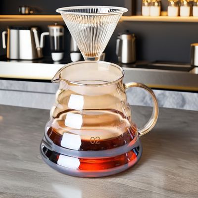 500ml-1000ml de capacidad portátil servidor de vidrio de metal con tapa máquina de café transparente