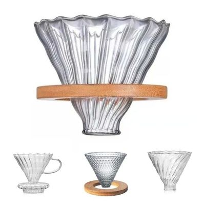 600 ml Compartir cafetera de vidrio con mango de madera resistente al calor Verter sobre la cafetera
