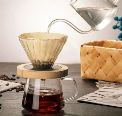 600 ml Compartir cafetera de vidrio con mango de madera resistente al calor Verter sobre la cafetera