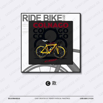 Color personalizado Bicicleta de aleación moderna retro colgando pintura mural de cristal para decoración de dormitorio de habitación de niños con estilo