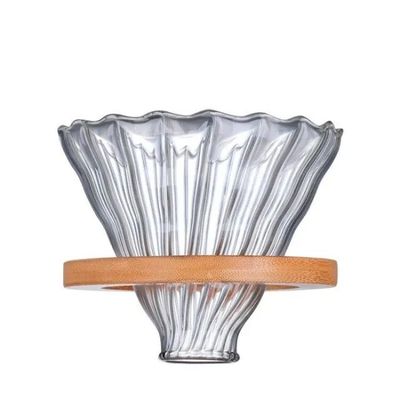 Inicio V Vertiente de vidrio sobre la cafetera Conjunto con stand de bambú Dripper estilo de diseño rural