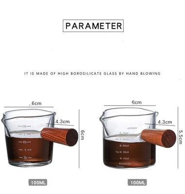 100 ml de copa de medición de vidrio de borosilicato transparente con tapa estilo de diseño minimalista