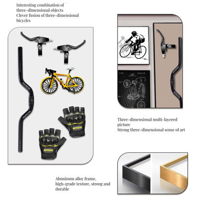 Tamaño personalizado contemporáneo moderna combinación de bicicletas 3D Arte de pared para decoración de sala de estar