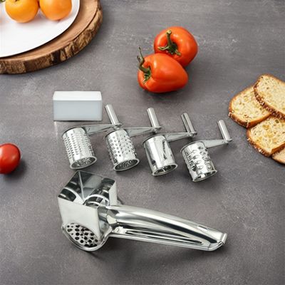 Grateadora de mano de acero inoxidable de tambor intercambiable para la preparación de alimentos de cocina