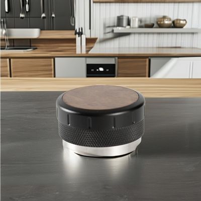 Altura ajustable Espresso Tamper Madera de nuez y base de aluminio para el amortiguación perfecta