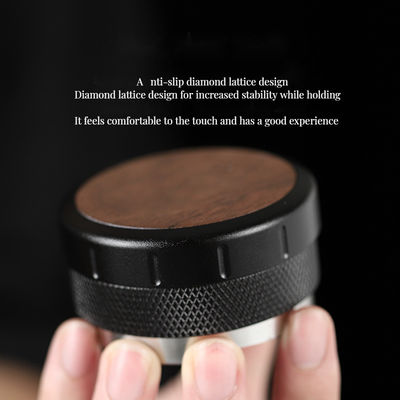 Altura ajustable Espresso Tamper Madera de nuez y base de aluminio para el amortiguación perfecta