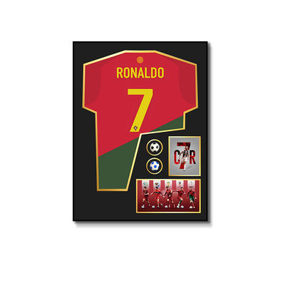 Rectángulo de la pared de arte 3D Ronaldo Camiseta de fútbol Marco fotográfico para el salón y la cama