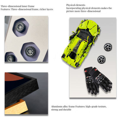 Conjunto de paredes de galería de cristal de color personalizado para el fondo de autos deportivos de lujo