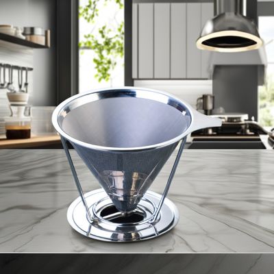 V6 Vierta sobre herramientas de café de acero inoxidable con filtro de vidrio transparente goteador