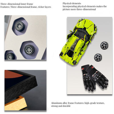 Pintura de pared de automóvil en bloques 3D de tamaño personalizado para colgar en restaurantes o decoraciones junto a la cama