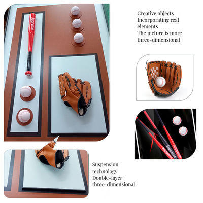 Arte de pared de béisbol 3D de color personalizado en diseño moderno para sala de estar Fondo de sofá