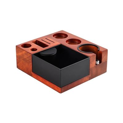 Herramientas de café para restaurantes Caja de golpear de madera multifuncional con soporte de acero inoxidable 58 mm
