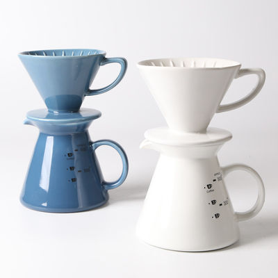 Estilo de diseño único Herramientas de café y té Cerámica azul y blanco Verter sobre el goteador de café
