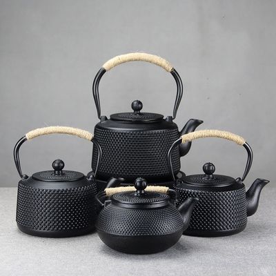 Conjunto japonés de caldera de té y café de hierro fundido perfecto para viajes a casa Accesorios negros