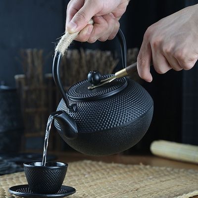Conjunto japonés de caldera de té y café de hierro fundido perfecto para viajes a casa Accesorios negros