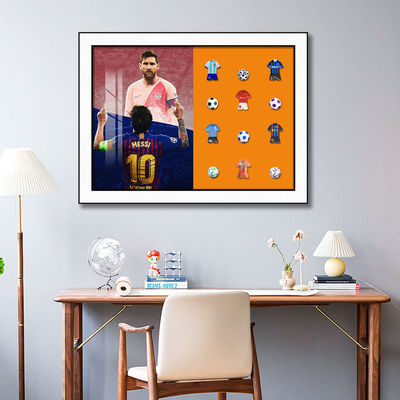 Arte de la pared de fútbol moderno Bloque de construcción eléctrico formato colgante para la decoración del salón