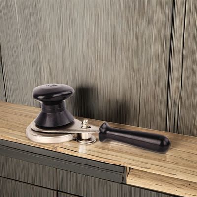 Conjunto de herramientas de cocina de bambú manual puede sellador de hojalata máquina de prensa de tapa con utensilios de tenedor