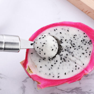 Conjunto de talla de bolas de sandía de acero inoxidable con cuchara doble y utensilios para cortar frutas