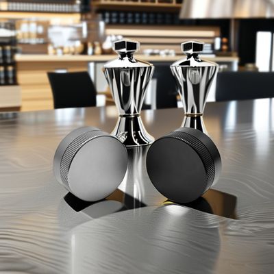 Dispensador de expreso metálico de plata con profundidad ajustable para nivelación ecológica del molino de café