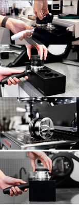 Dispensador de expreso metálico de plata con profundidad ajustable para nivelación ecológica del molino de café