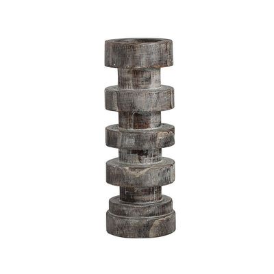 Estilo Wabi-sabi Antiguo candelabro de hilo de madera con vela de piedra para la decoración del hogar