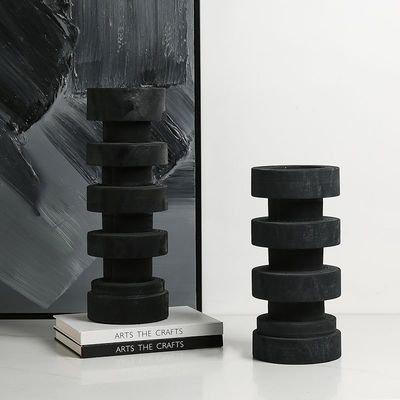 Estilo Wabi-sabi Antiguo candelabro de hilo de madera con vela de piedra para la decoración del hogar