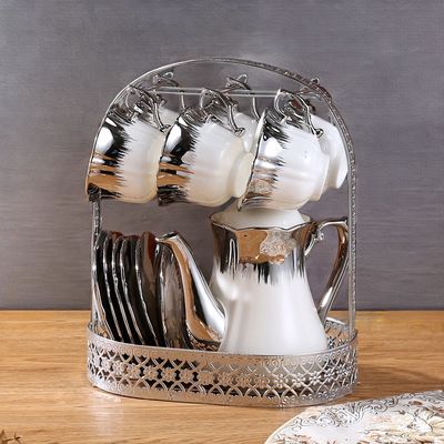 Conjunto de taza de té de porcelana blanca de lujo de estilo europeo para el hogar, hotel, restaurante, oficina