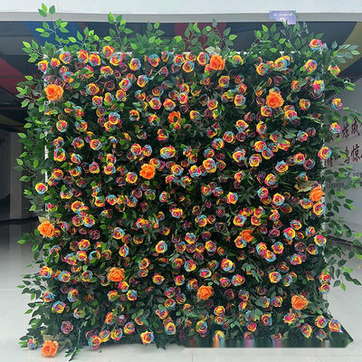Decoración de bodas al aire libre Pared de flores de tela 3D con vegetación simulada Flores artificiales