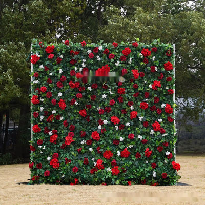 Decoración de bodas al aire libre Pared de flores de tela 3D con vegetación simulada Flores artificiales