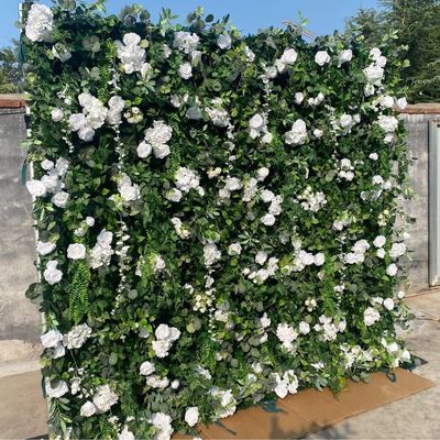 Eventos Decoración de tela 3D Pared floral con plantas verdes simuladas y flores artificiales