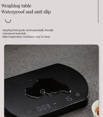 Estilo de diseño minimalista 3kg/0.1g Escala de café de goteo electrónico compacto con temporizador negro