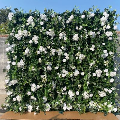 Simulación de plantas verdes 3D de tela de pared de flores para la decoración y el corsado de automóviles de bodas al aire libre