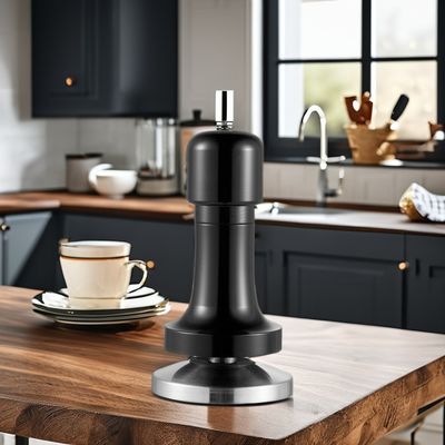 Logotipo personalizado Mano de aluminio negro Barista Espresso Tamper para el café de base de 58 mm