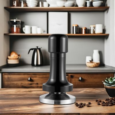 Logotipo personalizado Mano de aluminio negro Barista Espresso Tamper para el café de base de 58 mm