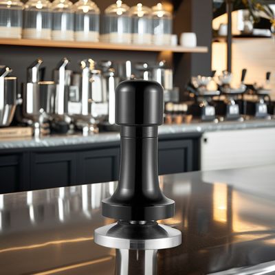 Logotipo personalizado Mano de aluminio negro Barista Espresso Tamper para el café de base de 58 mm